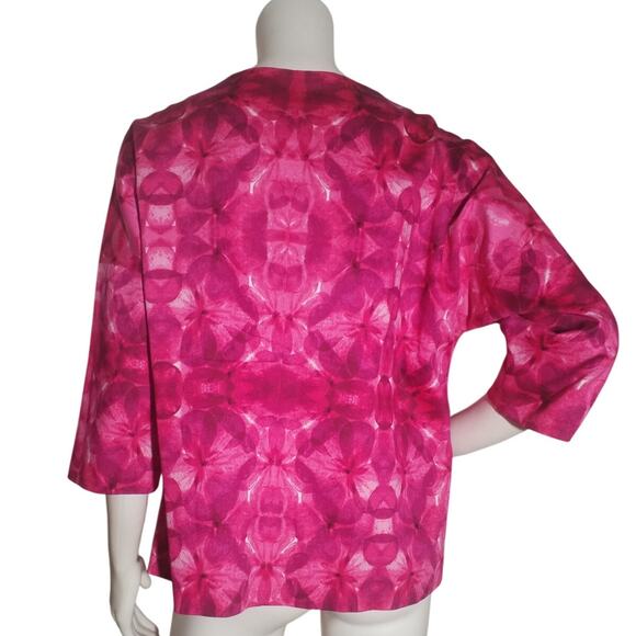 Coldwater Creek Pink Art to Wear Twill Blazer Jacket Size 14 3/4 Sleeve - Picture 3 of 7